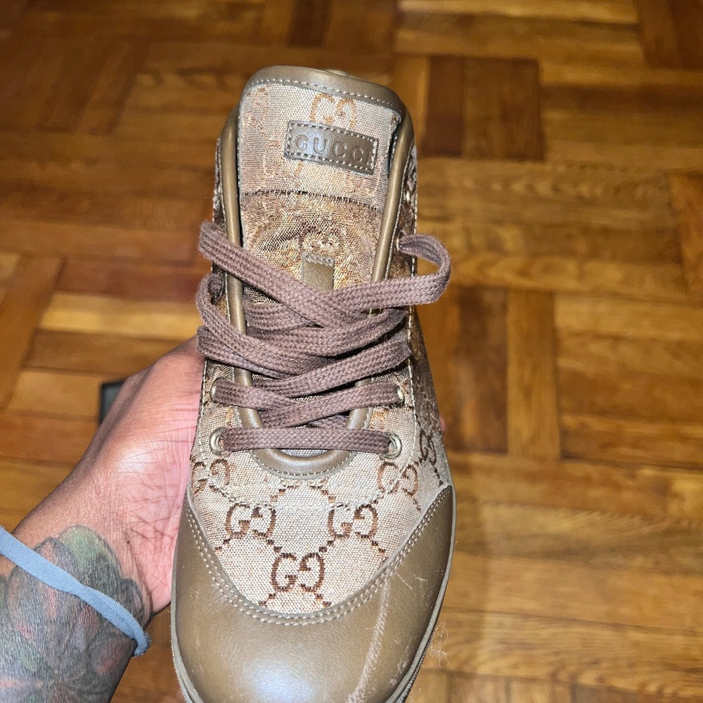 Gucci sneakers olive green with gold - Picture 7 of 10